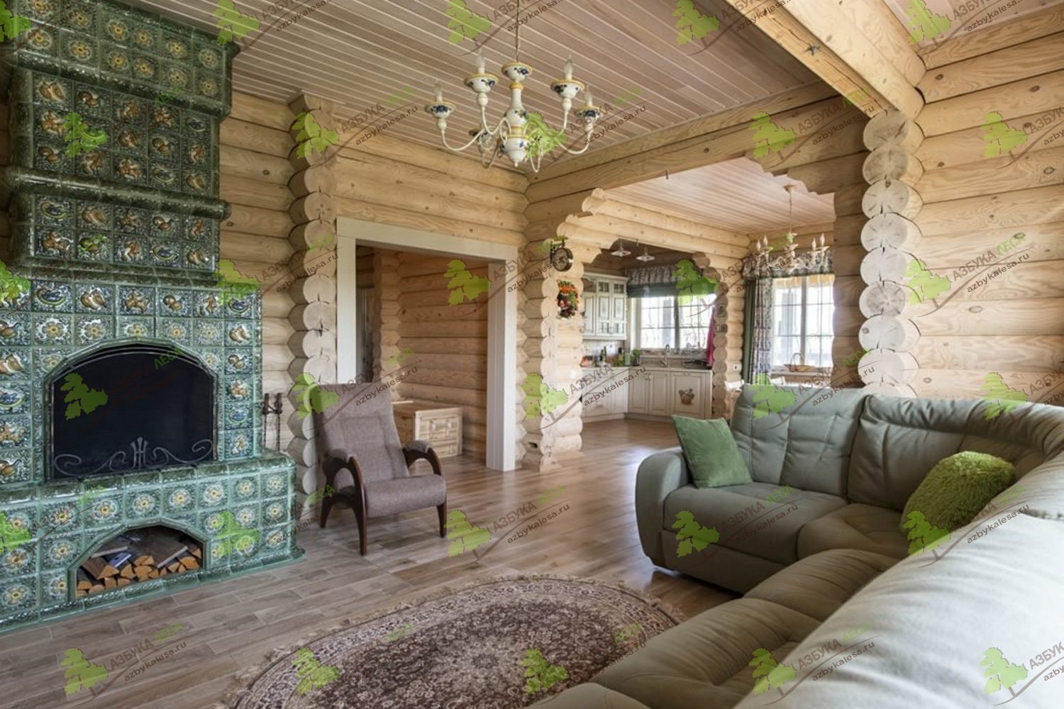 дизайн деревянного дома из бревна внутри фото