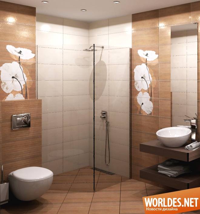 Идеи дизайна плитки в маленькой ванной комнате